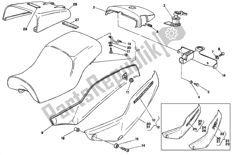 Toutes les pièces pour le Siège <007198 du Ducati Supersport 750 SS 1997